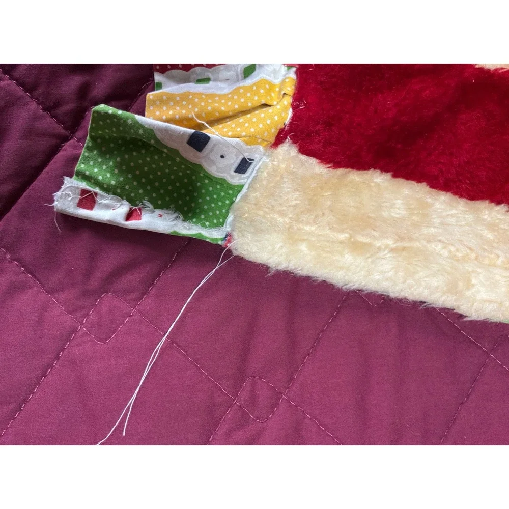 Handmade Throw Blanket Unisex OS Multicolor Striped Checkerboard Faux Fur Retro‎